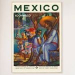 Galrie Vibrant Mexico Xochimilco Vintage Travel Poster Unique Art Print for Collectors, Wood Frame, A4 21 x 30cm (8 x 12inch)