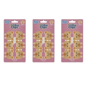 3x 6pc White Magic Cute Tidy Bag Clip Food Saver Sealer Set 4.5cm Persian