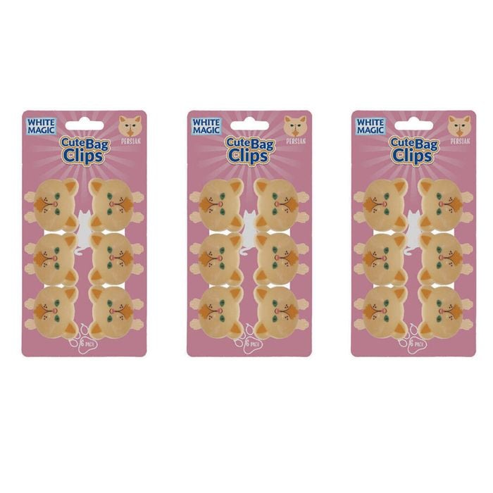 3x 6pc White Magic Cute Tidy Bag Clip Food Saver Sealer Set 4.5cm Persian