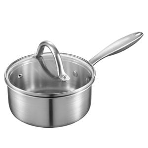 Vevor 1.5 Qt Saucepan Silver Stainless Steel With Glass Lid Ergonomic Handle Friendly For Oven