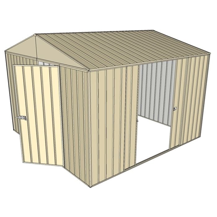 Build-a-Shed 3.0 x 3.0 x 2.3m Gable Double Sliding Side Door Shed - Cream