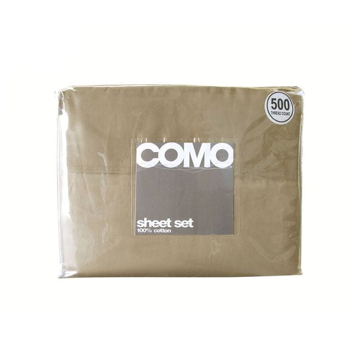 Bloomington 500TC 100% Cotton Como Sheet Set Latte Single