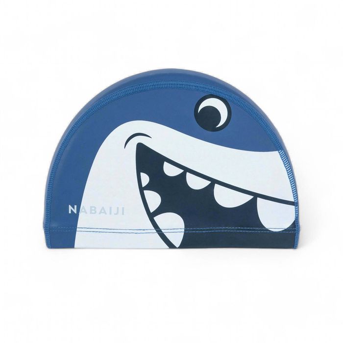 Decathlon - Coated Mesh Swim Cap - Printed Fabric - Size S - Shark Blue - S 20.7'-21.8'