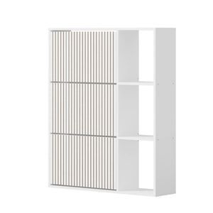 Oikiture Shoe Rack Storage Cabinet with Display Shelves Organiser White