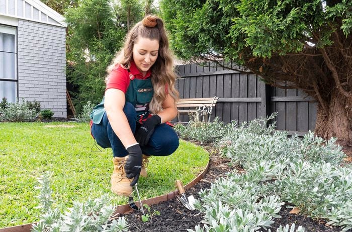 Person digging up their garden.