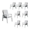 Furano 8pc Set Aluminium Outdoor Dining Chair White