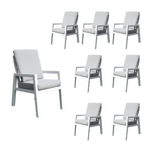 Furano 8pc Set Aluminium Outdoor Dining Chair White