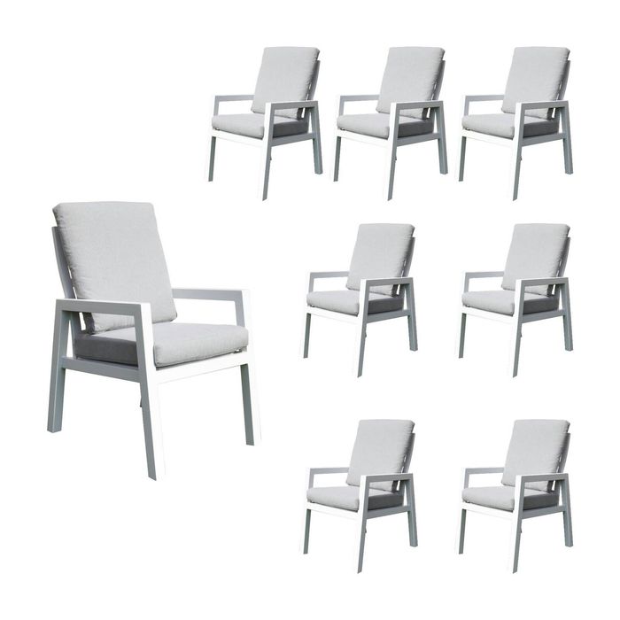 Furano 8pc Set Aluminium Outdoor Dining Chair White