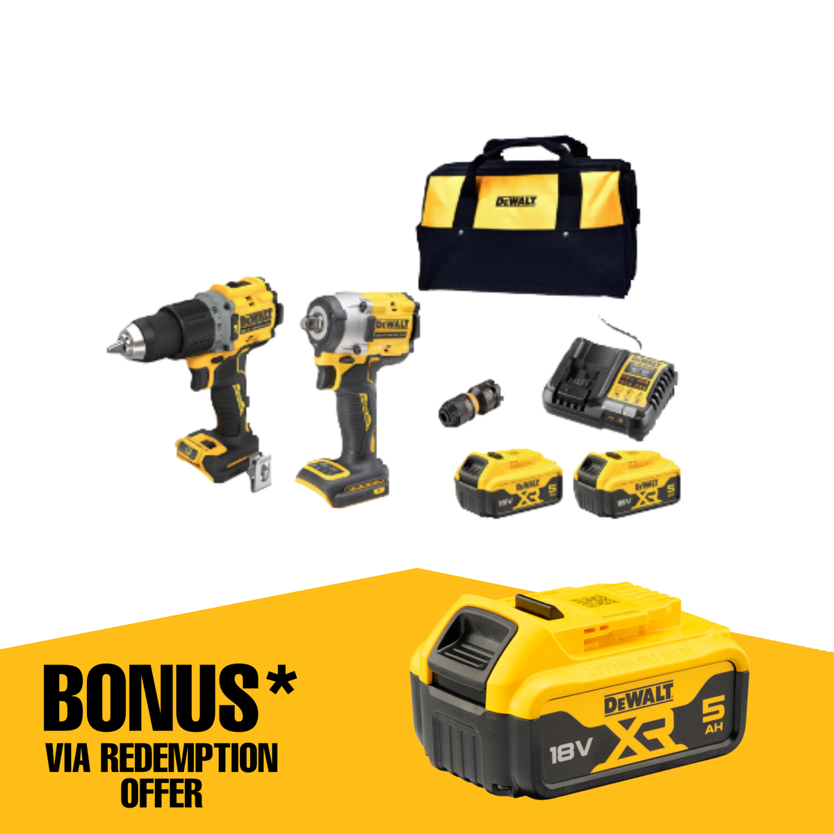 DeWALT 18V XR 5.0Ah Li ion Brushless 2 Piece Combo Kit DCZ294P2 XE Bunnings Australia