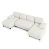 Ufurniture 280cm U-shape 4 Seater Sectional Sofa Couch W/ 2 Chaises Corduroy Upholstered Futon Couch Recliner Beige