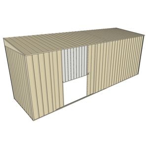 Build-a-Shed 1.5 x 5.2 x 2m Double Sliding Side Door Skillion Shed - Cream