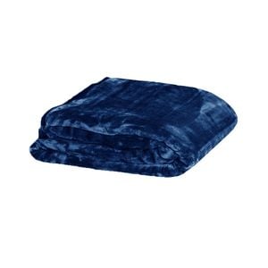 Bloomington 375gsm 1 Ply Solid Faux Mink Blanket Queen 200x240 cm Navy