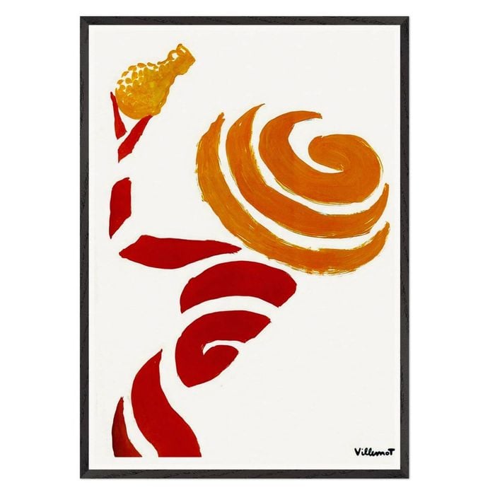 Galrie Bernard Villemot Orange Swirl Abstract Art Print for Modern Decor, Black Frame, A2 42 x 60cm (16 x 24inch)
