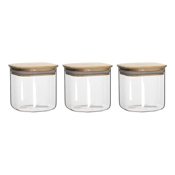 Ecology Pantry Set Of 3 Square Canisters 10.3x10.3x10.5cm