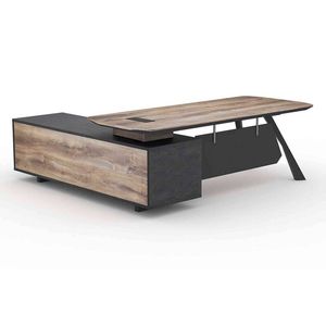 Modern Furniture EASTON Executive Desk with Right Return 220-240cm - Oak&Black