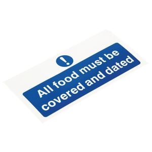 Vogue Food Covered And Dated Sign Self-adhesive Vinyl 100x200mm Commercial Kitchen Safety Sign