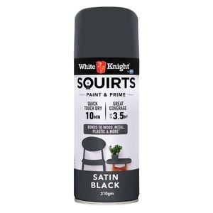 White Knight 310g Black Satin Squirts Spray Paint
