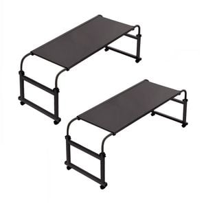 Soga 2x 140x45cm Black Cross Bed Movable Desk Table Adjustable Height Length