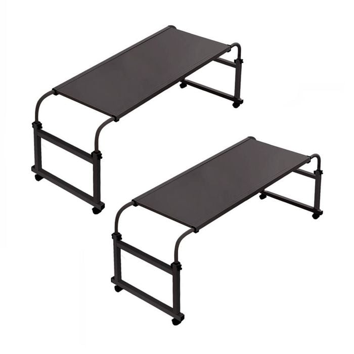Soga 2x 140x45cm Black Cross Bed Movable Desk Table Adjustable Height Length