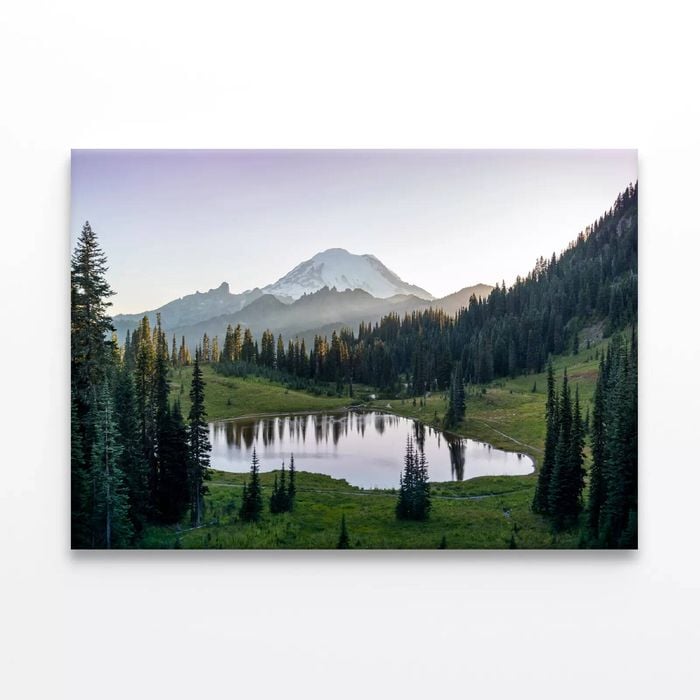 Lake with Trees & Mountains  Print 100% Australian Made 90 x 60cm  (Stretched)