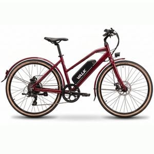 Valk Vista Step Through Commuter Electric Bike, Medium Frame Ebike, Shimano 7-speed, Disc Brakes, Kenda Tyres, Red