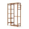 FORET Tea Brown Bamboo Clothes Rack With Shelves And Hanging Rail