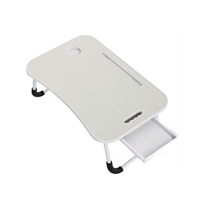 Carla Home Laptop Bed Desk With Storage And Foldable Legs (white)