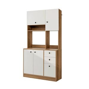 Costway 3-door Storage Cabinet Kitchen Pantry W/3 Drawers & 2 Adjustable Shelve White