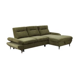 Bellemave 2 Seater Fabric Sofa Bed Rhf Storage Chaise Green