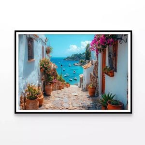 Path, Potted Plants in Spain  Print 100% Australian Made 120x90cm  (Poster)