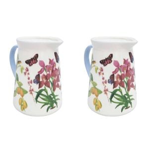 2PK Urban Ceramic Botanicals Pitcher Beverage Serving Jug 15x16cm Green