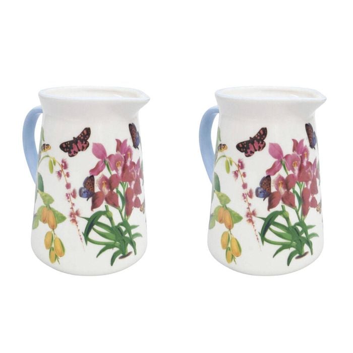 2PK Urban Ceramic Botanicals Pitcher Beverage Serving Jug 15x16cm Green