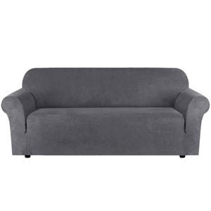 Smarcute 4 Seater Stretch Suede Soft Luxurious Fabric Sofa Cover Grey