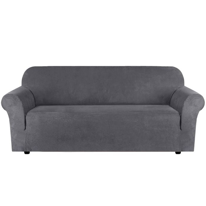 Smarcute 4 Seater Stretch Suede Soft Luxurious Fabric Sofa Cover Grey