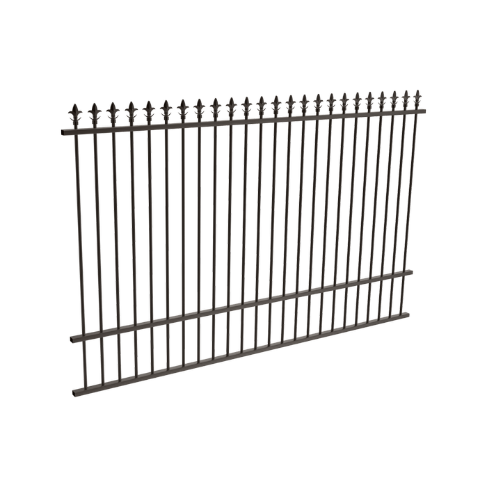 ProtectorAl 2400 x 1500mm Black Aluminium Spear Top Pool Fence Panel With Mid Rail