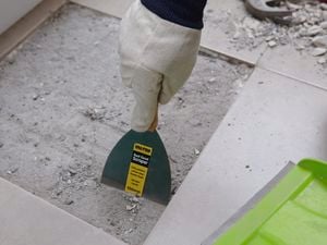 DIY Step Image - How to replace a broken floor tile . Blob storage upload.
