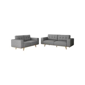 2+3 Seater Fabric Sofa Upholstery Pocket Spring Wooden Frame Grey Colour