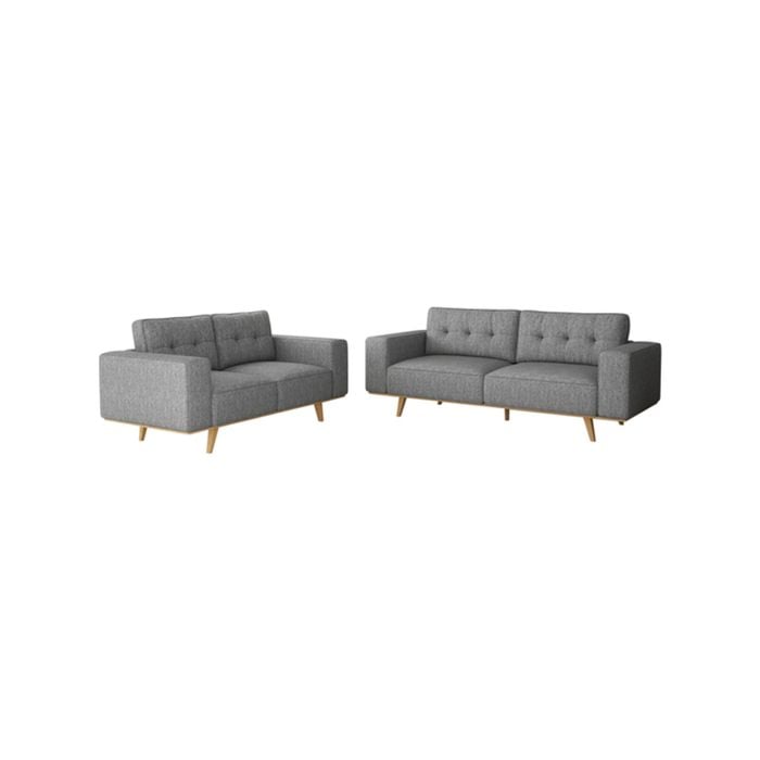 2+3 Seater Fabric Sofa Upholstery Pocket Spring Wooden Frame Grey Colour