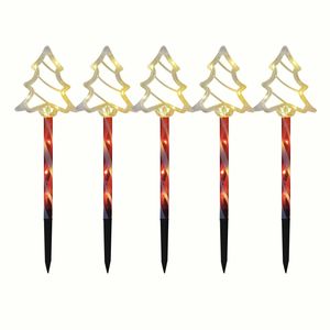 Click 44cm Warm White Festive Tree Solar Stake Lights 5 pack   