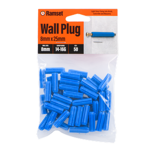 Ramset 8 x 25mm Blue Wall Plugs - 50 Pack