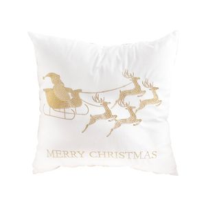 SOGA White Golden Sleigh Christmas Throw Pillow 45cm