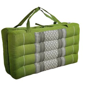 Handmade 2-Fold Meditation Cushion - Thai Kapok Yoga Mat with Portable Handle