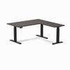 Desky Eco L-Shape Melamine Sit Stand Desk Matte Black Frame 150x155cm