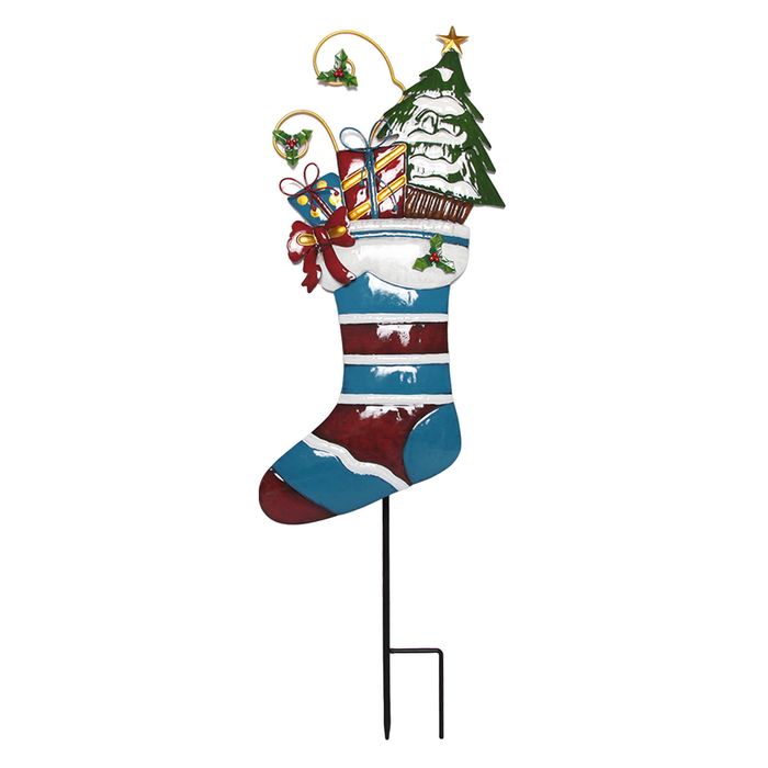 74cm Festive Blue Stocking Decoration Outdoor Stake