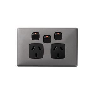 HPM LINEA Double Powerpoint With Extra Switch - Gun Metal / Black