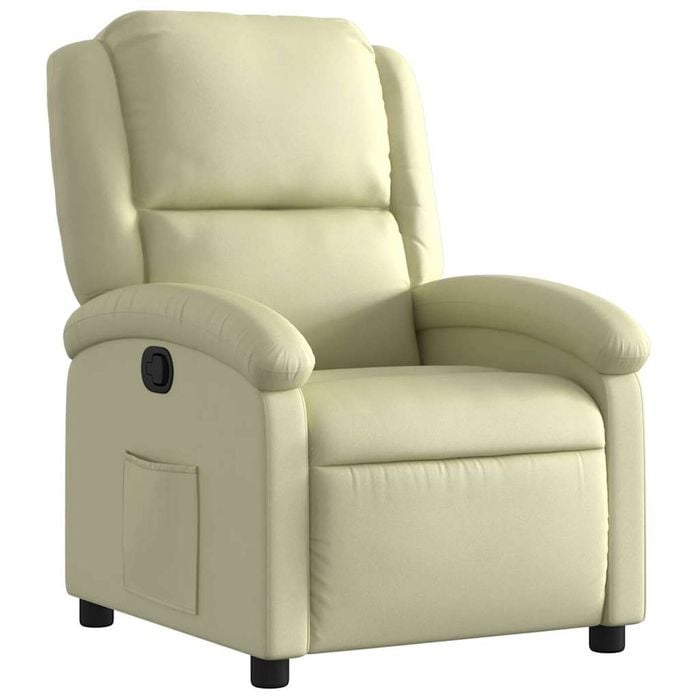 vidaXL Recliner Chair Single Sofa Reclining Armchair Office Cream Real Leather