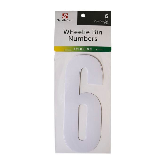 Sandleford 175mm White Self Adhesive Wheelie Bin Number 6