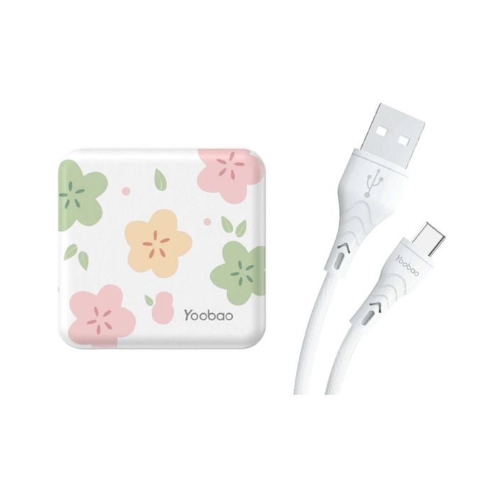 Yoobao Two Output Mini Cube 10000mah Power Bank - White Blossom