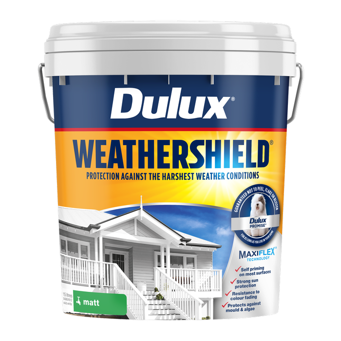 Dulux 15L Vivid White Matt Weathershield Exterior Paint