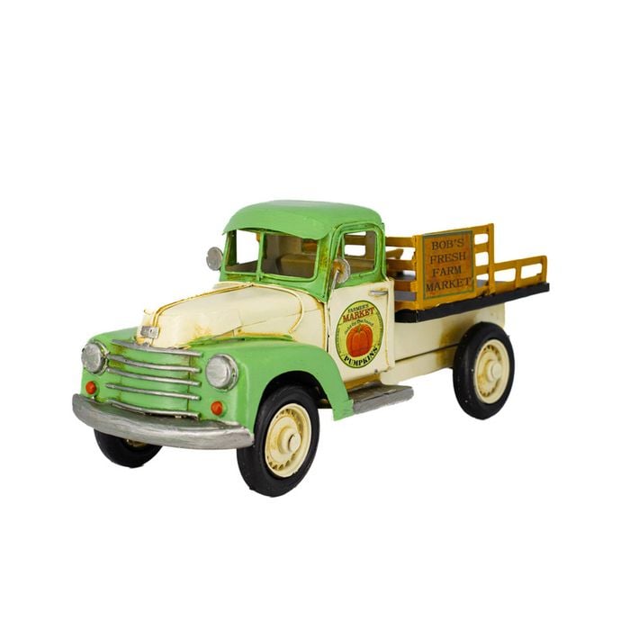 Boyle Metal Display Farm Truck Handmade Ornament Home Decor Green/white 29cm